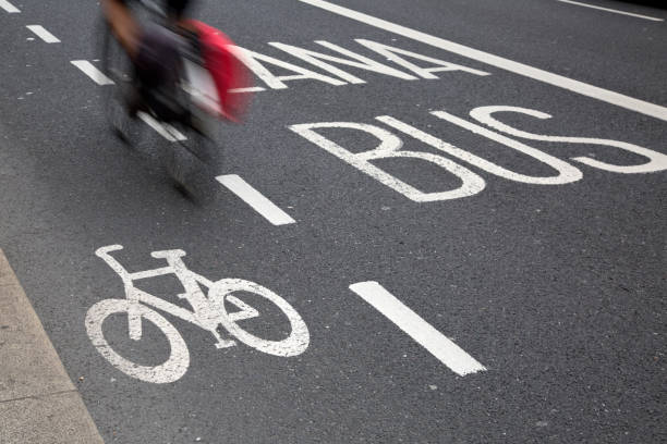 istock Bus Lane and Cycle Path with Cyclist; Dublin 1058799766