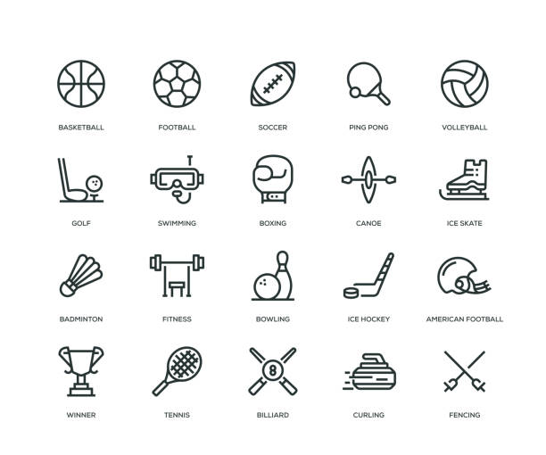 Sport Icons - Line Series Sport Icons - Line Series cricket bowler stock illustrations