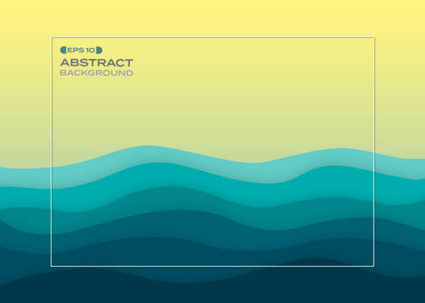 istock Abstract background of blue paper cut summer sea. 1058802776