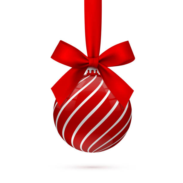 istock Red Christmas ball with bow and ribbon. Isolated. Vector illustration. 1058802872
