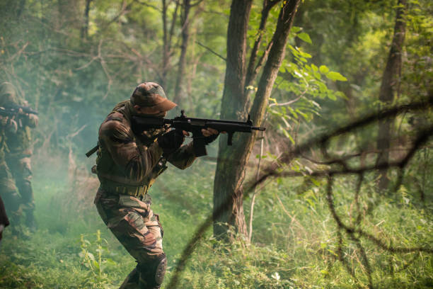 istock Sneaking Through Foggy Forest 1058805486