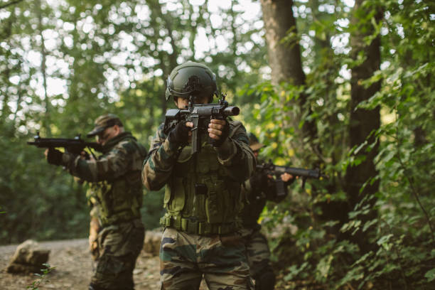istock Armed Soldiers Having Military training 1058805682