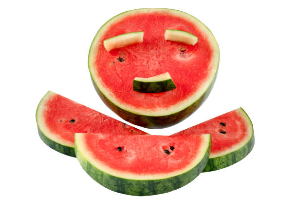 istock Slice of watermelon with that make a smiling face 1058806224