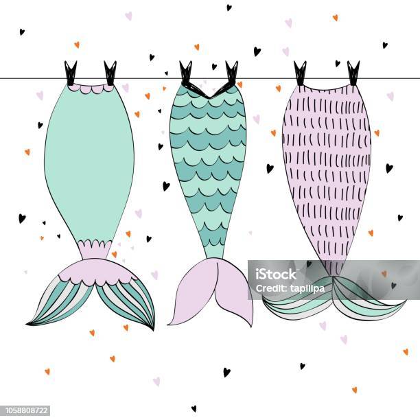 Vector Cute Mermaids Stock Illustration - Download Image Now - Mermaid, Illustration, Vector