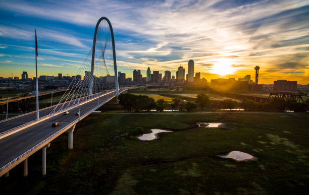 istock Dallas Texas suspension bridge spanning into the Skyline 1058816202