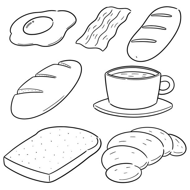 frühstück - coffee fried egg breakfast toast stock-grafiken, -clipart, -cartoons und -symbole