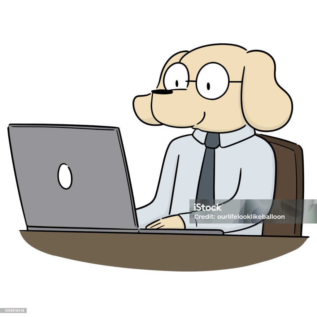 Hund-Büroangestellte - Lizenzfrei Brille Vektorgrafik