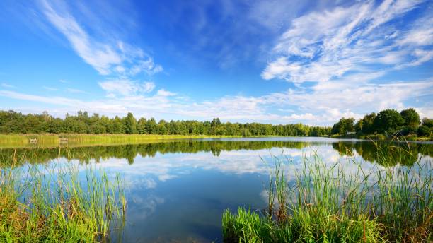 istock Lake landscape with beautiful reflection of a sky 1058818572