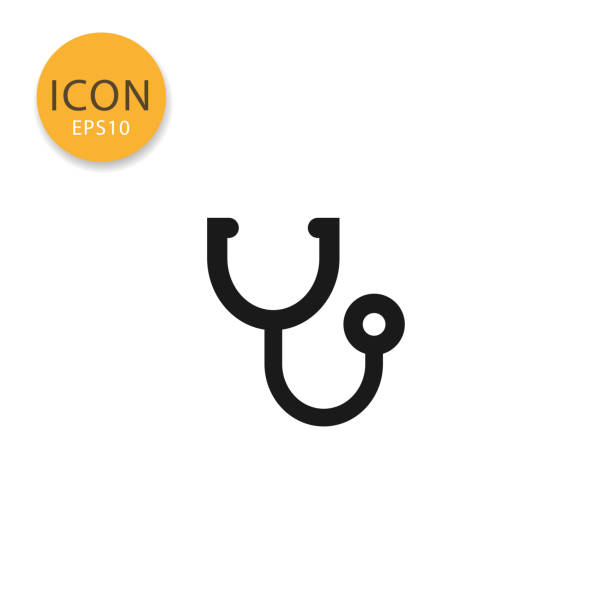 ilustrações, clipart, desenhos animados e ícones de ícone de estetoscópio isolado estilo simples. - stethoscope medical instrument isolated single object