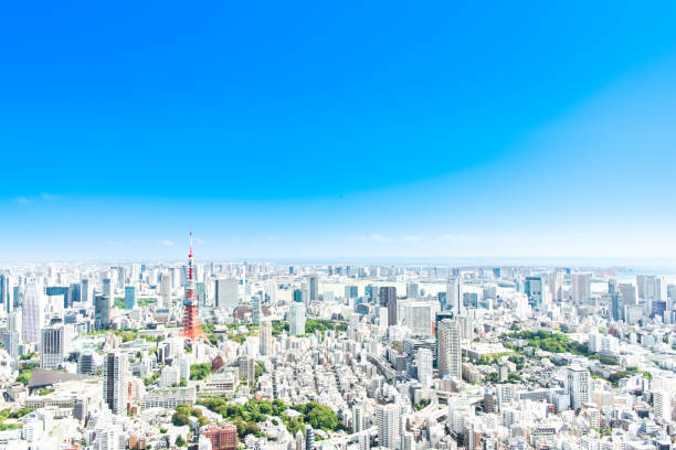 paisaje de tokio - tokyo prefecture tokyo tower japan cityscape fotografías e imágenes de stock