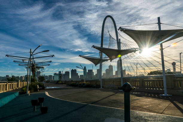 Dallas Texas modern city and modern pedestrian bridge