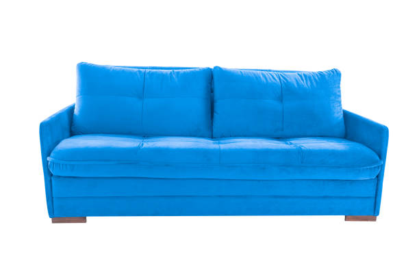 istock Three seats cozy fabric sofa isolated on white background 1058826330
