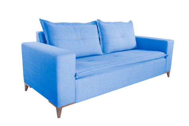 istock Three seats cozy fabric sofa isolated on white background 1058826410