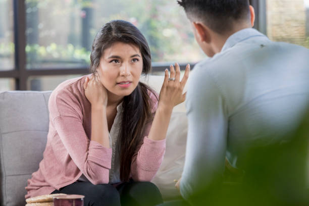 istock Young wife expresses frustration to her husband 1058833126