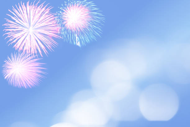 istock Blue firework and blurred bokeh light with copy space in Christmas and New Year. Abstract background holiday concept. 1058833874