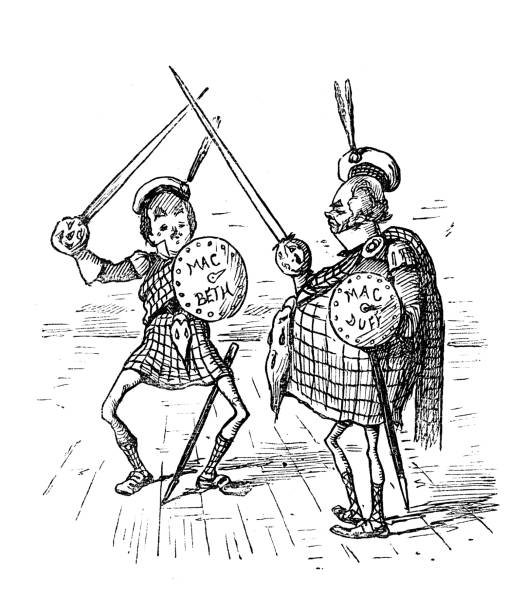 British London satire caricatures comics cartoon illustrations: Scottish fight