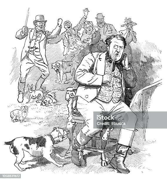 British London Satire Caricatures Comics Cartoon Illustrations Writer Protest Stock Illustration - Download Image Now