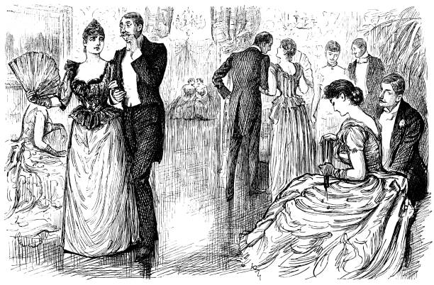 istock British London satire caricatures comics cartoon illustrations: Party 1058840546