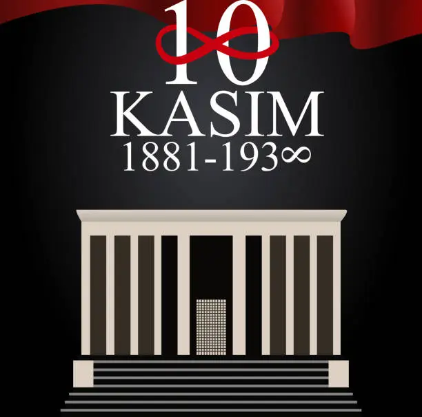 Vector illustration of 10 November founder of the Republic of Turkey Mustafa Kemal Ataturk death anniversary. English: November 10, 1881-1938. Vector Illustration