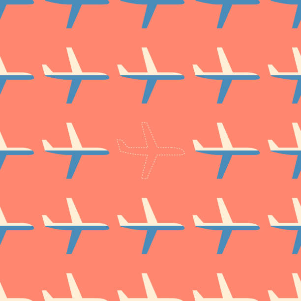 Flat styled seamless pattern with missing plane Flat styled aviation seamless pattern with missing plane cartoon of a plane crash stock illustrations