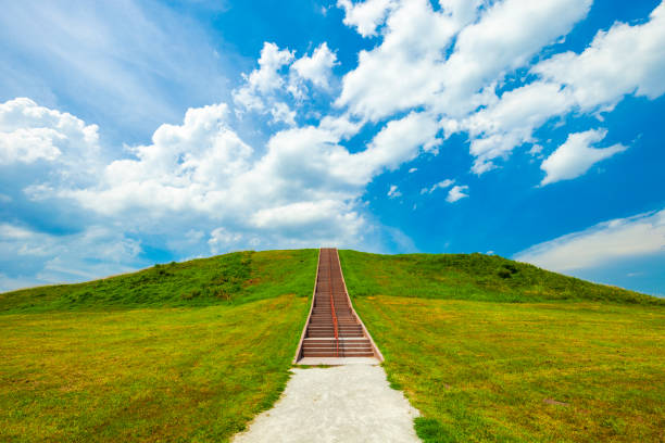 Monks Mound is a large Pre-Columbian pyramid and was made by Native Americans around 900-950 CE in what is now Illinois.