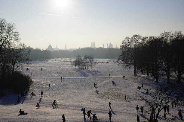 Winter snow in English Garden, Munich
