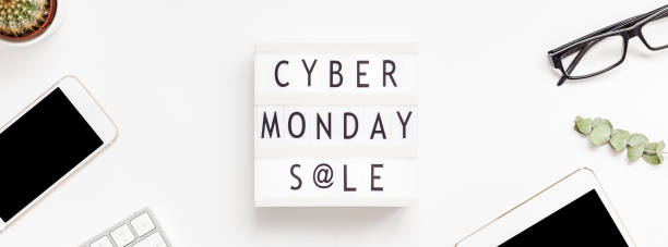 istock Cyber Monday sale text on white lightbox 1058874160