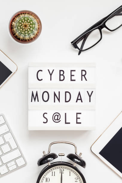 istock Cyber Monday sale text on white lightbox 1058874202