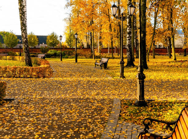 istock Magic autumn in the city Park 1058874428