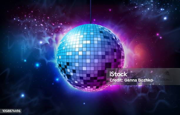 Disco Ball Disco Ball On Open Space Background Stock Illustration - Download Image Now - Nightclub, Disco Ball, Disco Dancing