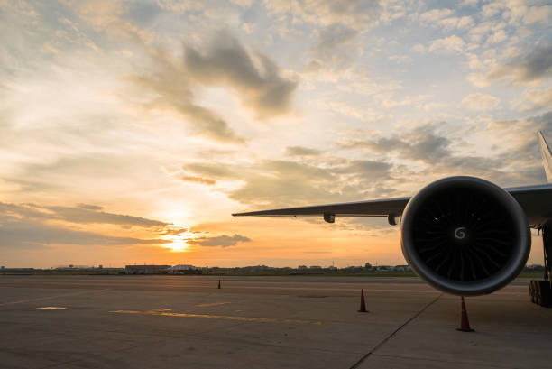 istock Turbine blades with sunset 1058877084