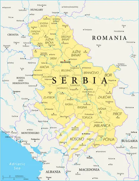 Vector illustration of Map of Serbia - Vector