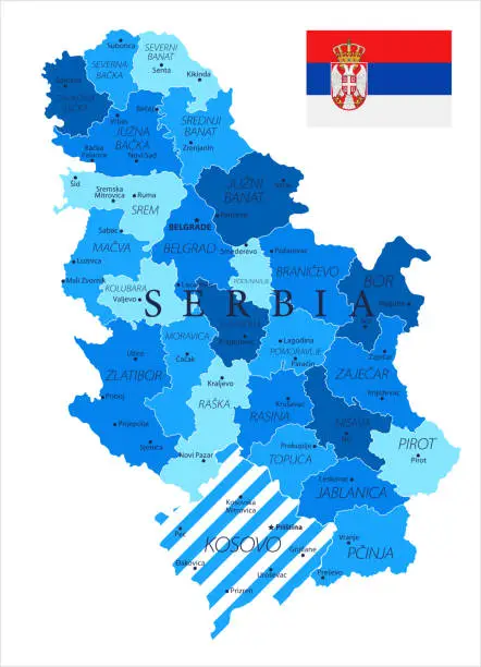 Vector illustration of 04 - Serbia - Blue Spot Isolated 10