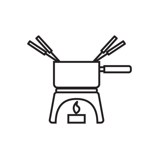 Melting fondue pot icon Vector illustration fondue stock illustrations