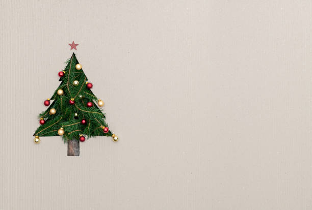 istock Text or logo empty copy space in vertical top view cardboard with natural eco decorated christmas tree pine.Xmas winter holiday season party social media card background 1058882382