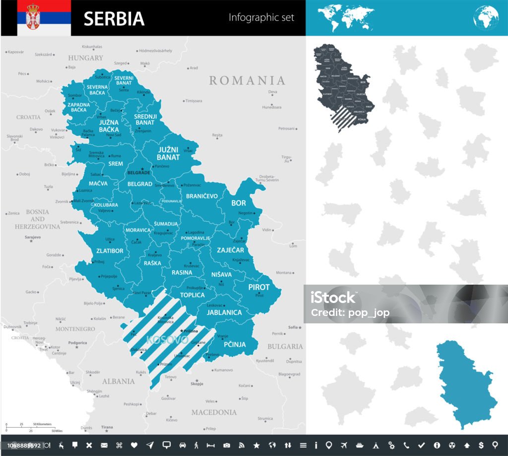 Merosina Map 09 Serbia Murena Infographic Short 10 Stock Illustration - Download ...