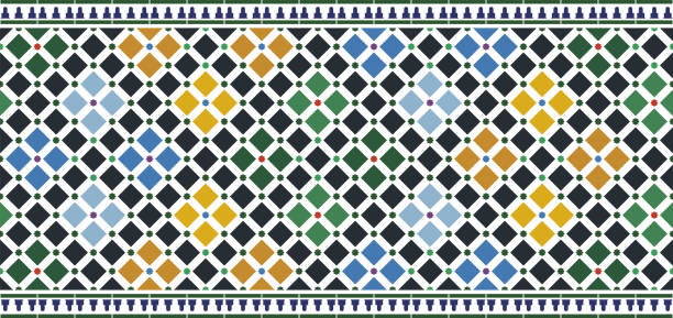 wandfliesen alhambra design - granada spanien stock-grafiken, -clipart, -cartoons und -symbole