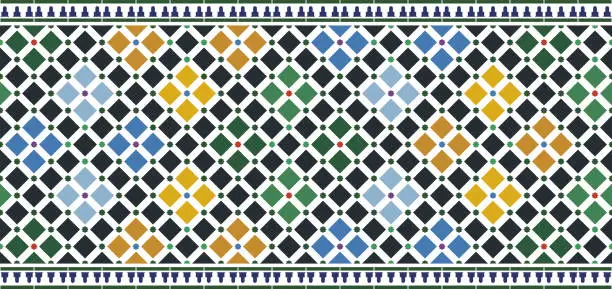 Vector illustration of wall tiles alhambra design
