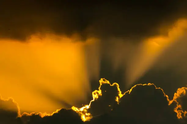 Dramatic view of sky with sun rays. I took this at evening.