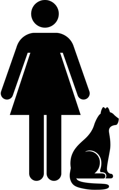 значок женщины и кота с длинной тенью - 2928 stock illustrations