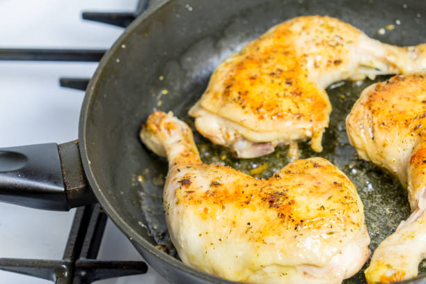 istock Fry chicken legs in a pan with spices. 1058907884