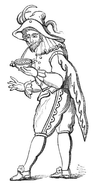 European Man Using Chewing Tobacco (18th Century) European man using chewing tobacco (circa 18th century). Vintage etching circa mid 19th century. chewing tobacco stock illustrations