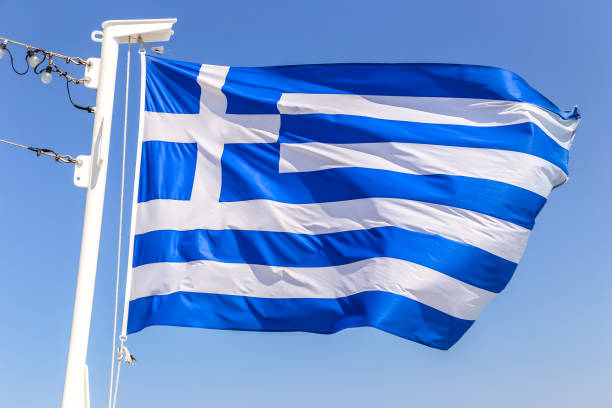 istock Greek flag in the sky 1058922524