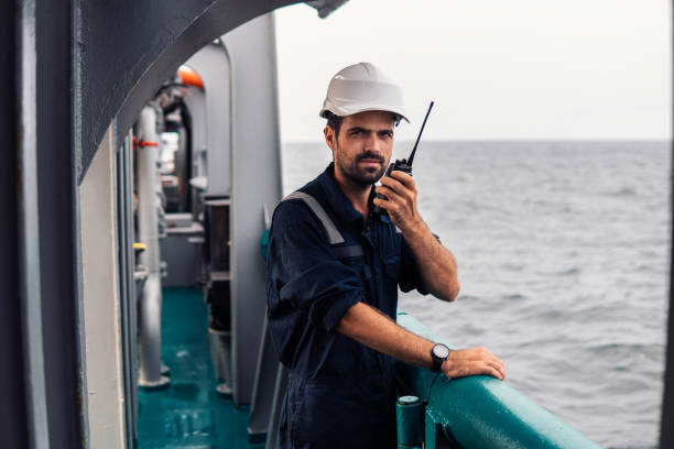 istock Marine Deck Officer or Chief mate on deck of vessel or ship 1058935224