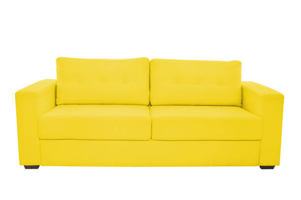 istock Three seats cozy color fabric sofa isolated on white background 1058936162
