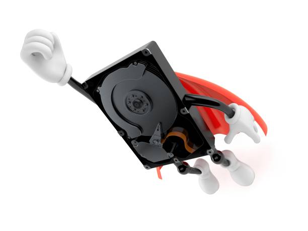 Hard Disk Drive Character Flying With Hero Cape Stock Photo - Download  Image Now - Hard Drive, Cartoon, Characters - iStock