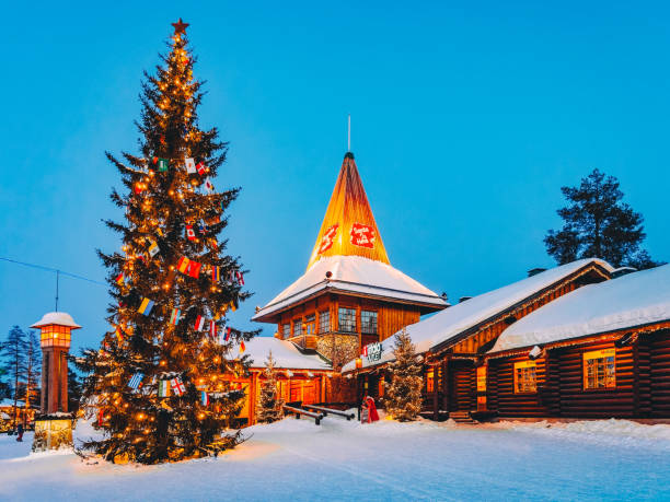 Santa Claus Office Santa Claus Village Rovaniemi Rovaniemi, Finland - March 5, 2017: Santa Claus Office in Santa Claus Village in Rovaniemi in Lapland in Finland. finnish lapland stock pictures, royalty-free photos & images