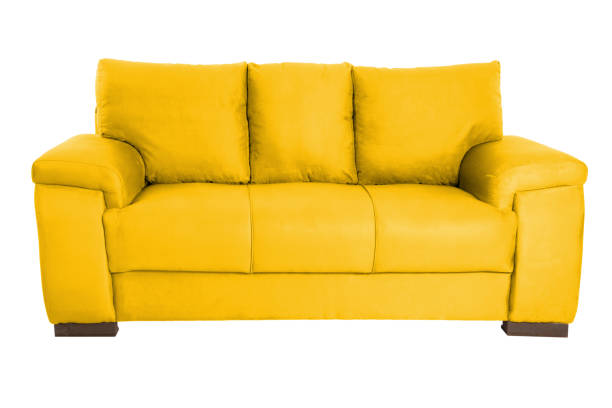 istock Three seats cozy color fabric sofa isolated on white background 1058950252