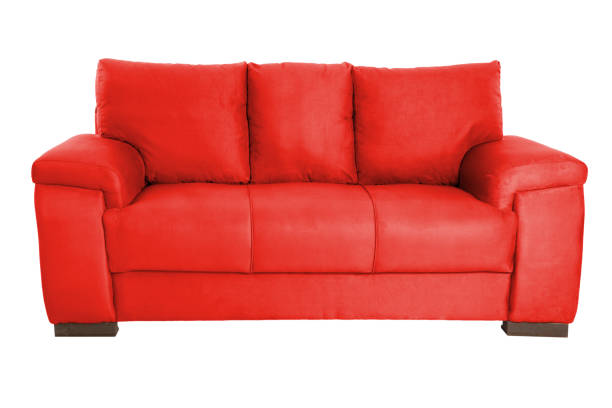 istock Three seats cozy color fabric sofa isolated on white background 1058950308