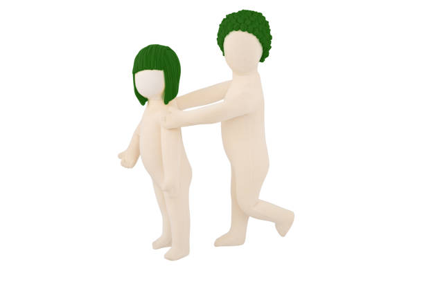 Young couple on white background